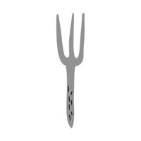 Gray fork isolated on white background. Tool for meal doodle. vector