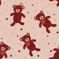 Seamless pattern with cute teddy bears vector