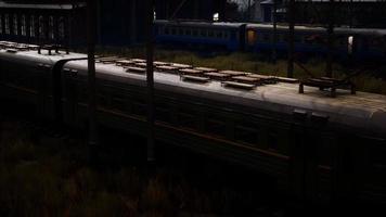 Old abandoned trains at a railyard photo