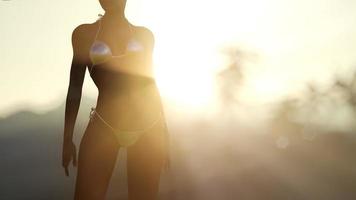 Young Woman in Swimsuit at Sunset photo