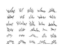conjunto de hierba garabato dibujado a mano,. arte lineal, nórdico, escandinavo, minimalismo colección de elementos de decoración monocromática vector