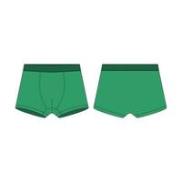 Boxer shorts in green color technical sketch. Boxers underpants vector