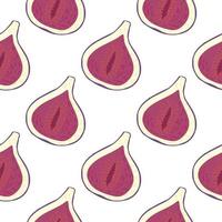Fruit seamless isolated pattern with simple fig ornament. Pink tropical food backdrop. vector