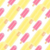 Isolated fruit ice seamless pattern in yellow and pink colors on white background. Tasty food backdrop. vector