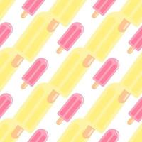 Isolated fruit ice seamless pattern in yellow and pink colors on white background. Tasty food backdrop. vector