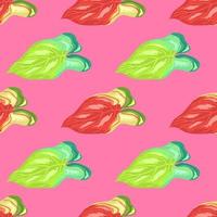 Tropical leaves seamless pattern on pink background. Exotic hawaiian plants backdrop. vector