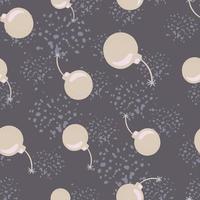 Random beige bombs shapes seamless doodle pattern. Grey background with splashes. Simple style. vector