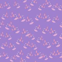 Decorative seamless pattern with little random berry elements print. Purple pastel background. Cute print. vector