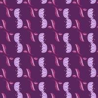 Doodle seamless pattern with poppy flowers elements print. Vector simple style print in purple colors.