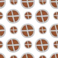 Seamless isolated pattern with grey and brown colored wood shield print. Middle ages war print on white background. vector