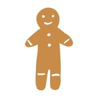 Gingerbread human isolated on white background. Christmas cookies in doodle. vector