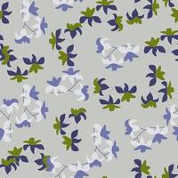 Floral exotic seamless pattern with hawaii tropic flowers shapes. Grey and green colored botany backdrop. vector
