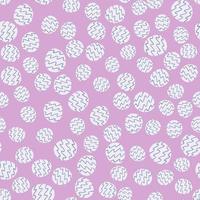 Random pastel light seamless circle pattern. Soft purple background with little white figures with blue strips. vector