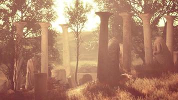 ancient roman ruins with broken statues photo