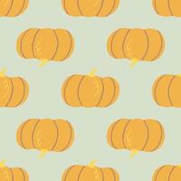 Pumpkin simple silhouettes seamless pattern. Orange hand drawn elements on grey background. vector