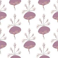 Hand drawn geometric beet seamless pattern. Funny beetroot backdrop. vector