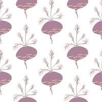 Hand drawn geometric beet seamless pattern. Funny beetroot backdrop. vector