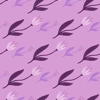 Abstract tulip seamless pattern on lilac background. vector