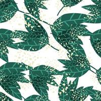 Creative grunge foliage wallpaper in hand drawn style. Doodle jungle tropical leaves seamless pattern. Botanica illustration. vector