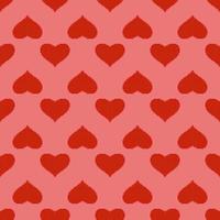 Red heart seamless pattern in pixel art style. vector