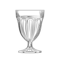 Full wine glass sketch. Engraving style. illustration isolated vector