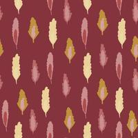 Floral forest leafs seamless simple pattern. Stylized print with burgundy background and yellow elements. vector