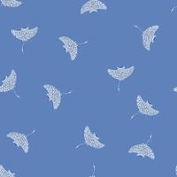 Decorative marine seamless pattern with random little stingray shapes. Pastel blue background. vector