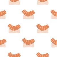 Cute sushi seamless vector pattern isolated on white background. Decorative backdrop for fabric design