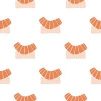 Cute sushi seamless vector pattern isolated on white background. Decorative backdrop for fabric design