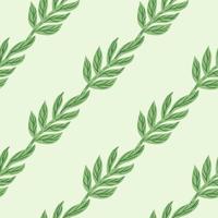 Minimalistic style herbal seamless pattern with simple diagonal leaf branches ornament. Light background. vector