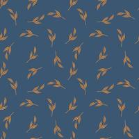 Botanic orange little random simple nordic twig ornament. Navy blue background. Seasonal fall backdrop. vector