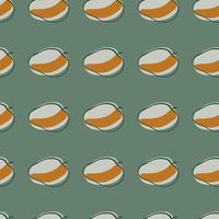 Organic food seamless pattern with abstract peach elemenets print. Pale green background. vector