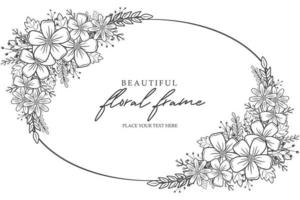 Beautiful flower frame background in outline design vector