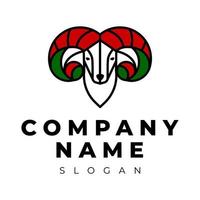 Red-Green ram head logo design vector