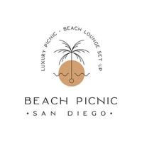 Luxury beach picnic lounge set up logo design inspiration vector