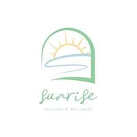 sunrise logo with pastel color. Sun with sea logo concept vector