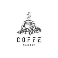 Hand drawn coffe logo with retro style vector