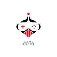 Robot Gaming Logo Minimalist Design Vector illustration . Robotic mascot logo gamer . Robot esports logo