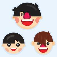 Set of three cute boy faces with different hairstyle. vector