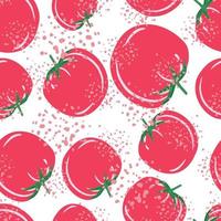 Red tomatoes background. Organic healthy vegetable wallpaper. Doodle tomato seamless pattern for fabric design. vector