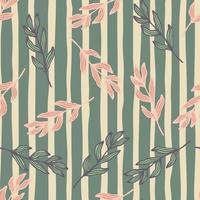 Outline forest branch with leaves seamless pattern. Vintage foliage backdrop. vector