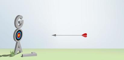 Target with an arrow. Concept market goal. Letter goal. vector