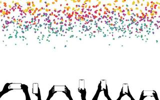 Falling colorful confetti. Party and birthday confetti vector background.