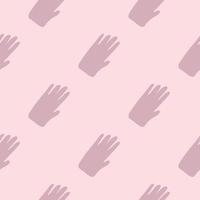 Hand shapes seamless pattern in simple style on pink background. Silhouette of a human hand geometric wallpaper. vector