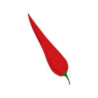 Doodle red chilli isolated on white background. Cayenne pepper vegetable in hand drawn style. vector