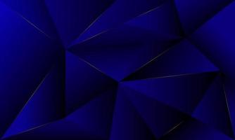 Abstract blue polygon triangles shape pattern background with golden line and lighting effect luxury style. Illustration Vector design digital technology concept.