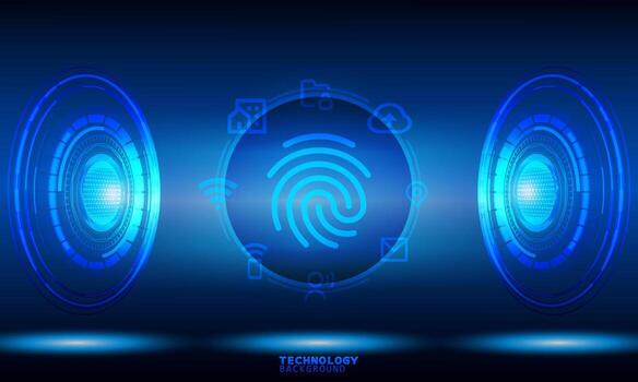 fingerprint of Business innovation technology concept. technology background. neon effect. circuit board concept. Hi-tech digital technology. vector