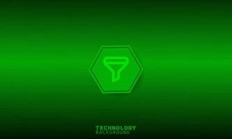 Filter icon in green hexagon with green background. vector