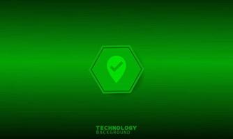 Pin icon in green hexagon with green background. vector