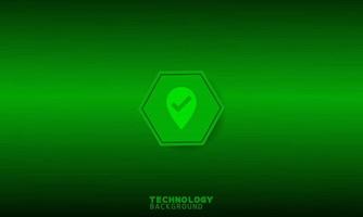 Pin icon in green hexagon with green background. vector